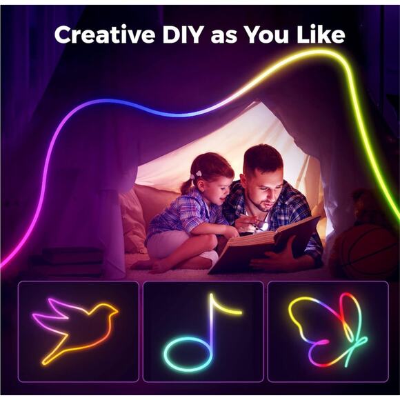 RGB-IC LED Rope Light - Dynamic Neon Rope Light with Remote, - Picture 6 of 7